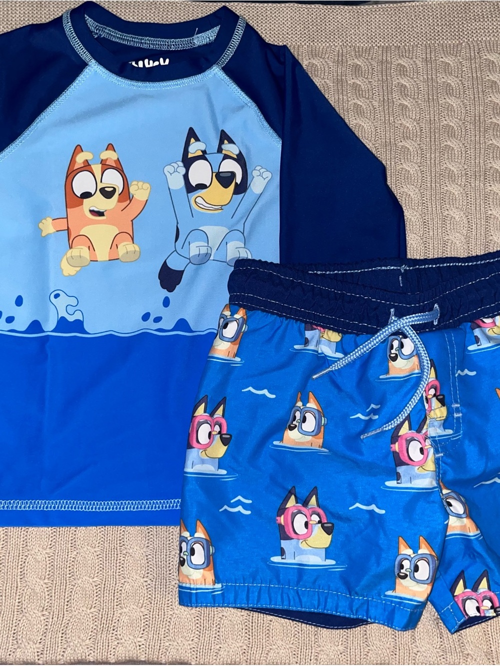 Toddler Bluey Swim Set Rash Guard and Shorts